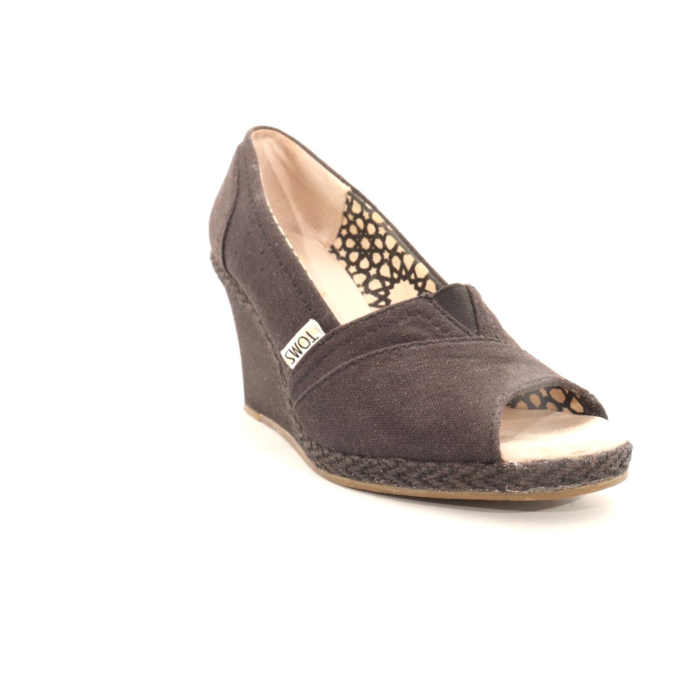 TOMS Vegan Sandals Spadriles Wedges Heel Brown Wome's 6 ($)3712 - Picture 5 of 7